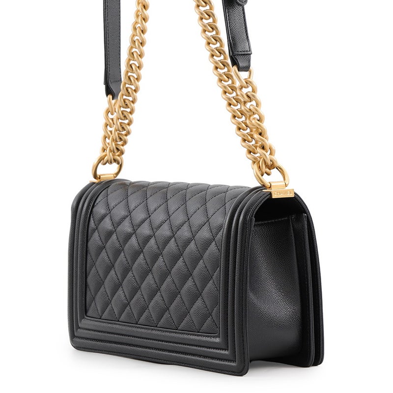 シャネル チェーンショルダーバッグ ココマーク ボーイシャネル キャビアスキン A67086 CHANEL 黒
