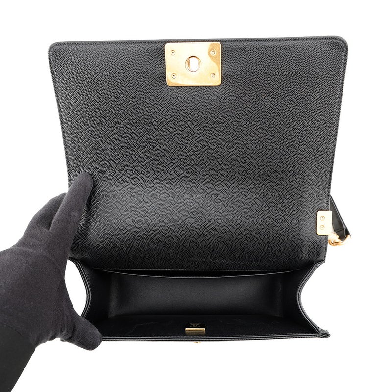 シャネル チェーンショルダーバッグ ココマーク ボーイシャネル キャビアスキン A67086 CHANEL 黒