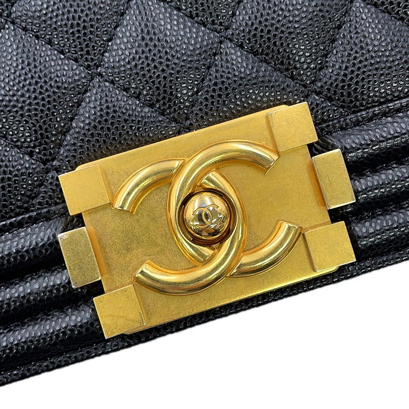 シャネル チェーンショルダーバッグ ココマーク ボーイシャネル キャビアスキン A67086 CHANEL 黒