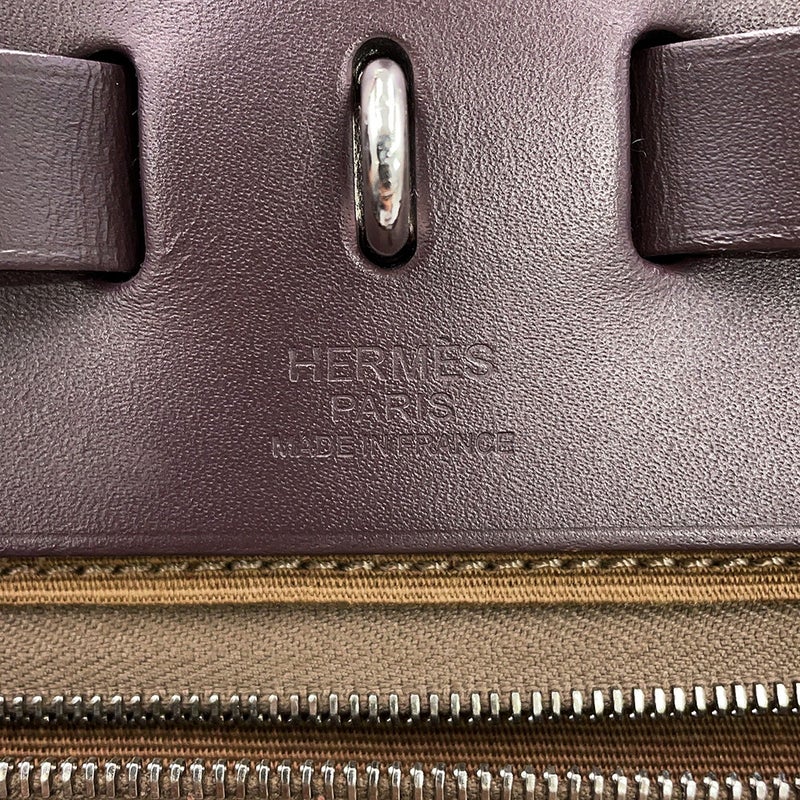 エルメス エールバッグジップPM エトゥープ/エベンヌ/シルバー金具 トワルオフィシエ/ヴァッシュハンター D刻印 HERMES