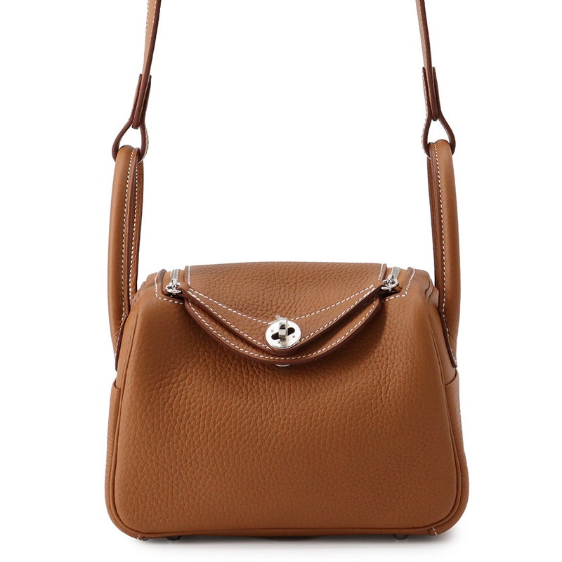 エルメス ハンドバッグ リンディ ミニ ゴールド/シルバー金具 トリヨンクレマンス G刻印 HERMES 2way