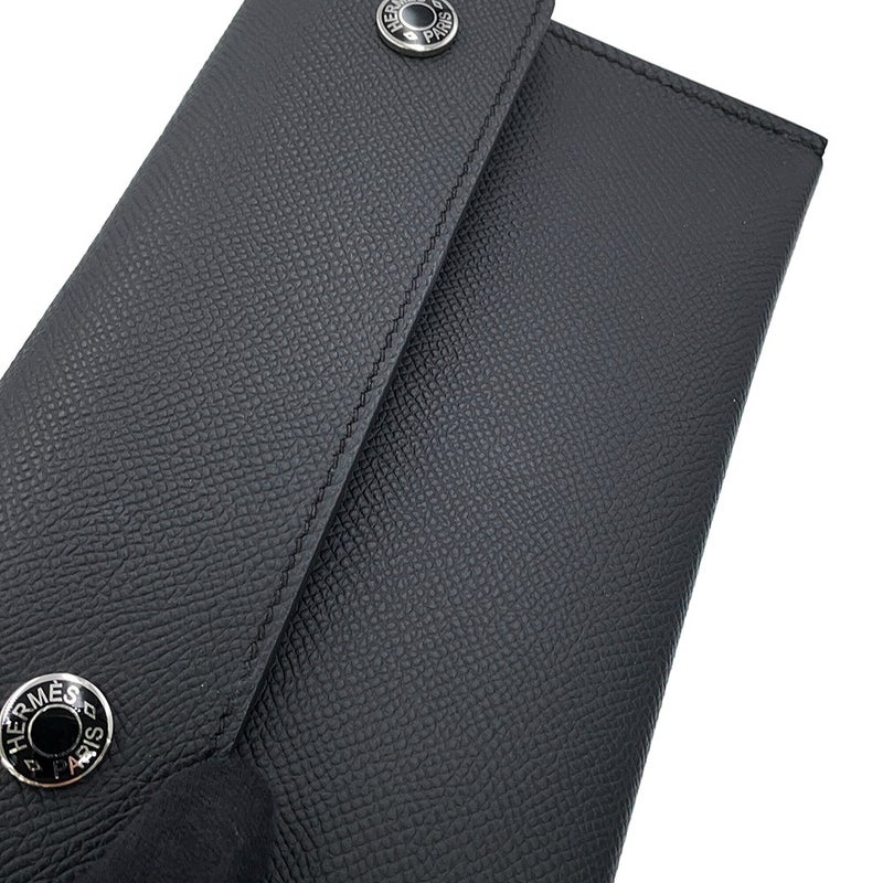 エルメス ショルダーウォレット ナップ トゥーゴー ブラック/シルバー金具/ラッカー金具 エプソン G刻印 財布 黒