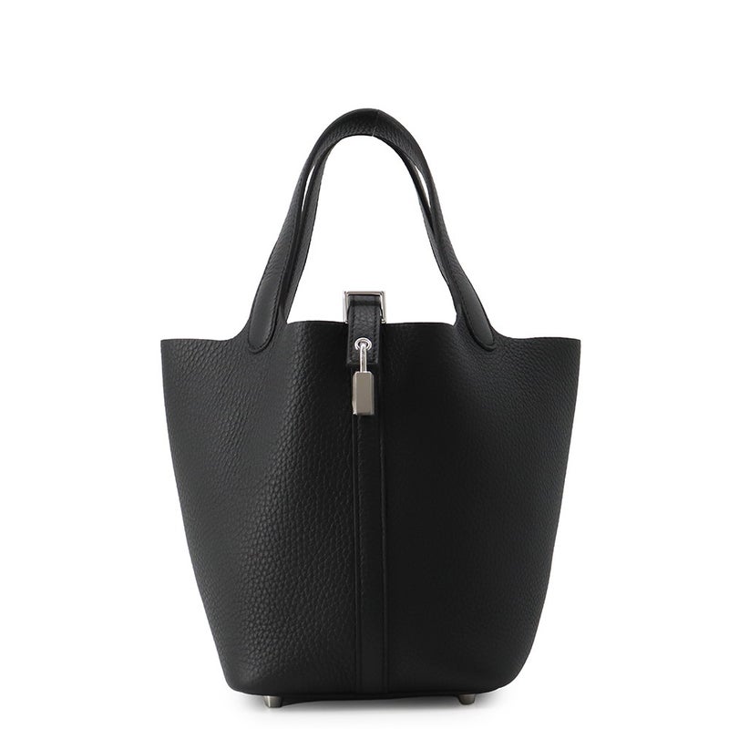 エルメス ハンドバッグ ピコタンロックPM ブラック/シルバー金具 トリヨンクレマンス G刻印 HERMES 黒