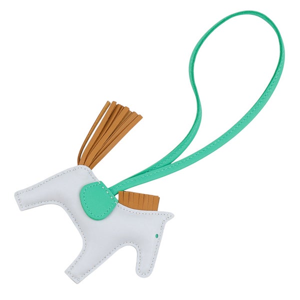 エルメス バッグチャーム ロデオ PM ブルーブリュム/ミント/セサミ ラムスキン Z刻印 HERMES チャーム
