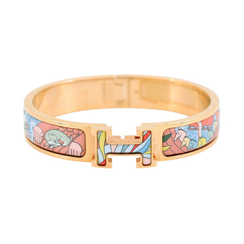 エルメス ブレスレット クリックH PM コスモグラフィア・ユニバーサルス マルチカラー/ピンクゴールド金具 バングル