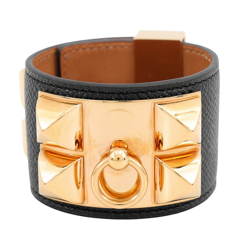 エルメス ブレスレット コリエ・ド・シアン ブラック/ゴールド金具 エプソン/スイフト X刻印 サイズXS HERMES