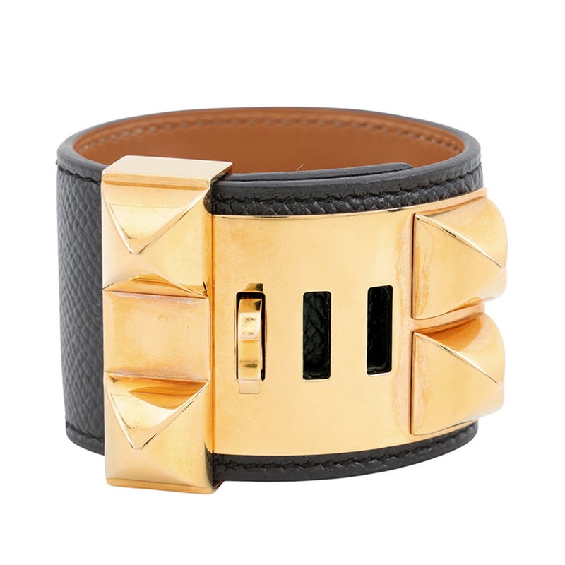エルメス ブレスレット コリエ・ド・シアン ブラック/ゴールド金具 エプソン/スイフト X刻印 サイズXS HERMES