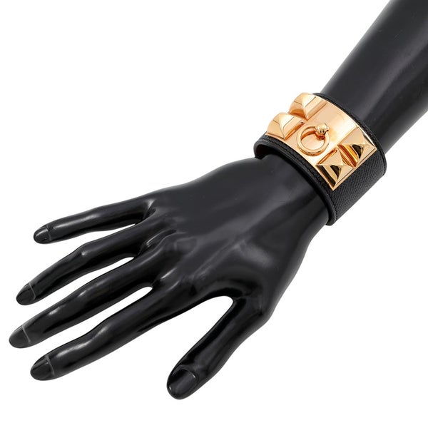 エルメス ブレスレット コリエ・ド・シアン ブラック/ゴールド金具 エプソン/スイフト X刻印 サイズXS HERMES