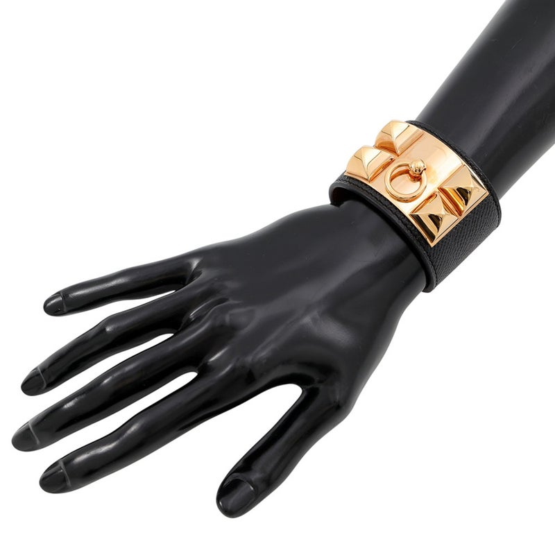 エルメス ブレスレット コリエ・ド・シアン ブラック/ゴールド金具 エプソン/スイフト X刻印 サイズXS HERMES
