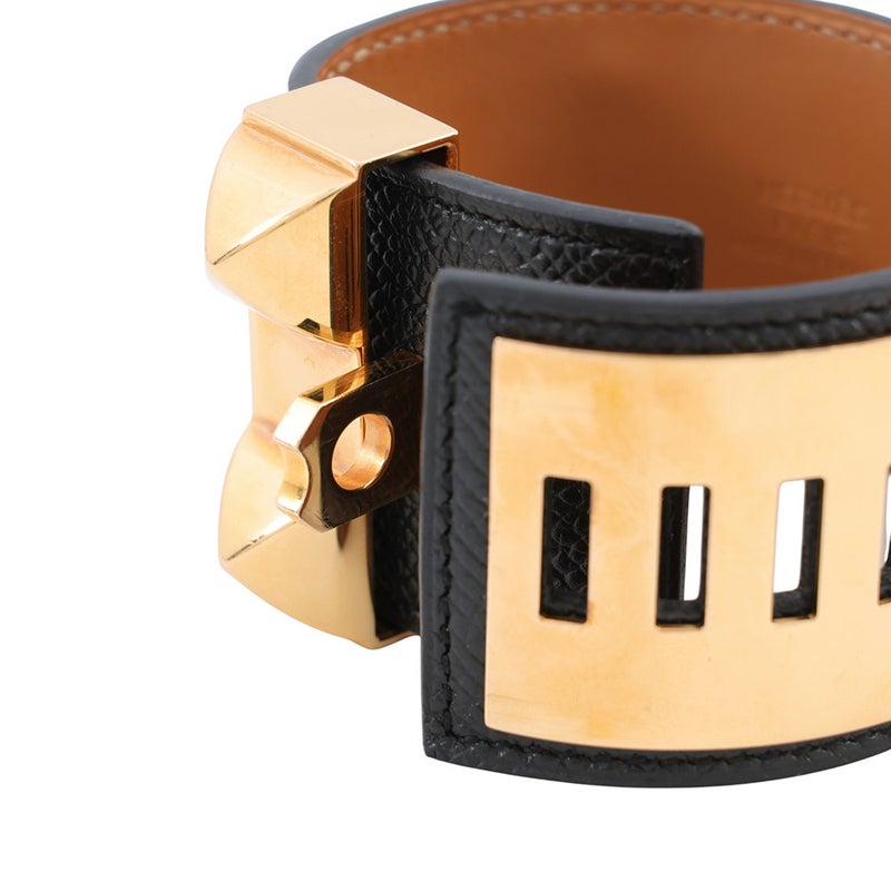 エルメス ブレスレット コリエ・ド・シアン ブラック/ゴールド金具 エプソン/スイフト X刻印 サイズXS HERMES