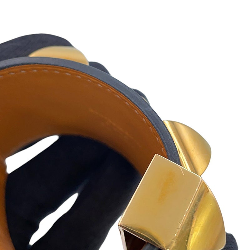 エルメス ブレスレット コリエ・ド・シアン ブラック/ゴールド金具 エプソン/スイフト X刻印 サイズXS HERMES