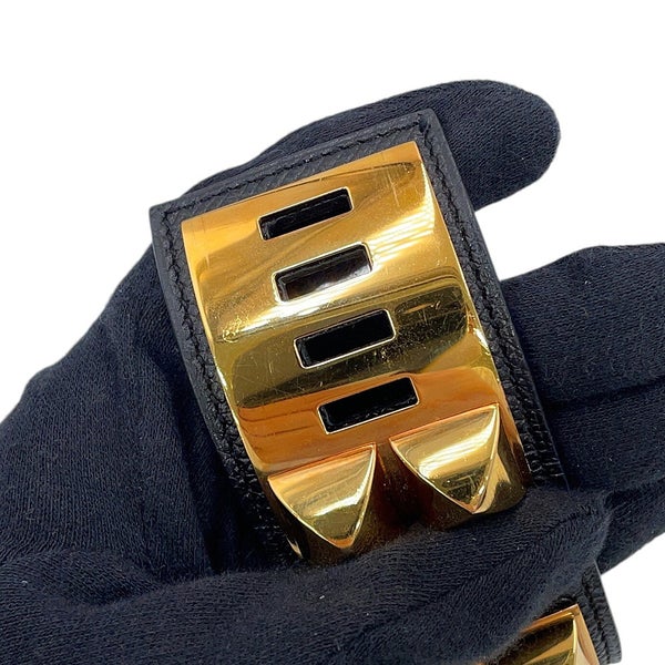 エルメス ブレスレット コリエ・ド・シアン ブラック/ゴールド金具 エプソン/スイフト X刻印 サイズXS HERMES