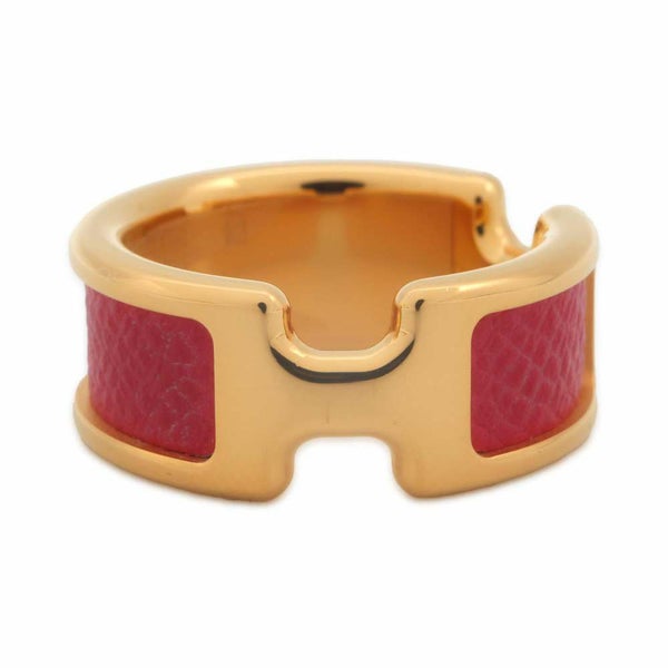 エルメス リング オランプ ローズメキシコ/ゴールド金具 ヴォーエプソン サイズM HERMES 指輪