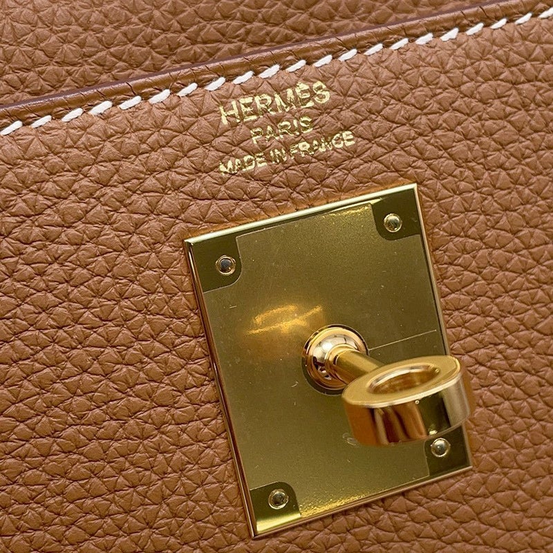 エルメス ハンドバッグ ケリー28 内縫い ゴールド/ゴールド金具 トゴ U刻印 2wayショルダー