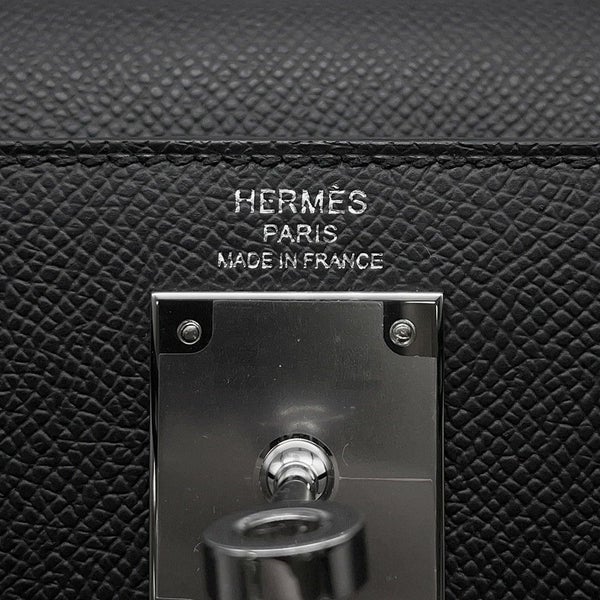 エルメス ハンドバッグ ケリー28 外縫い ブラック/シルバー金具 エプソン K刻印 2wayショルダー 黒