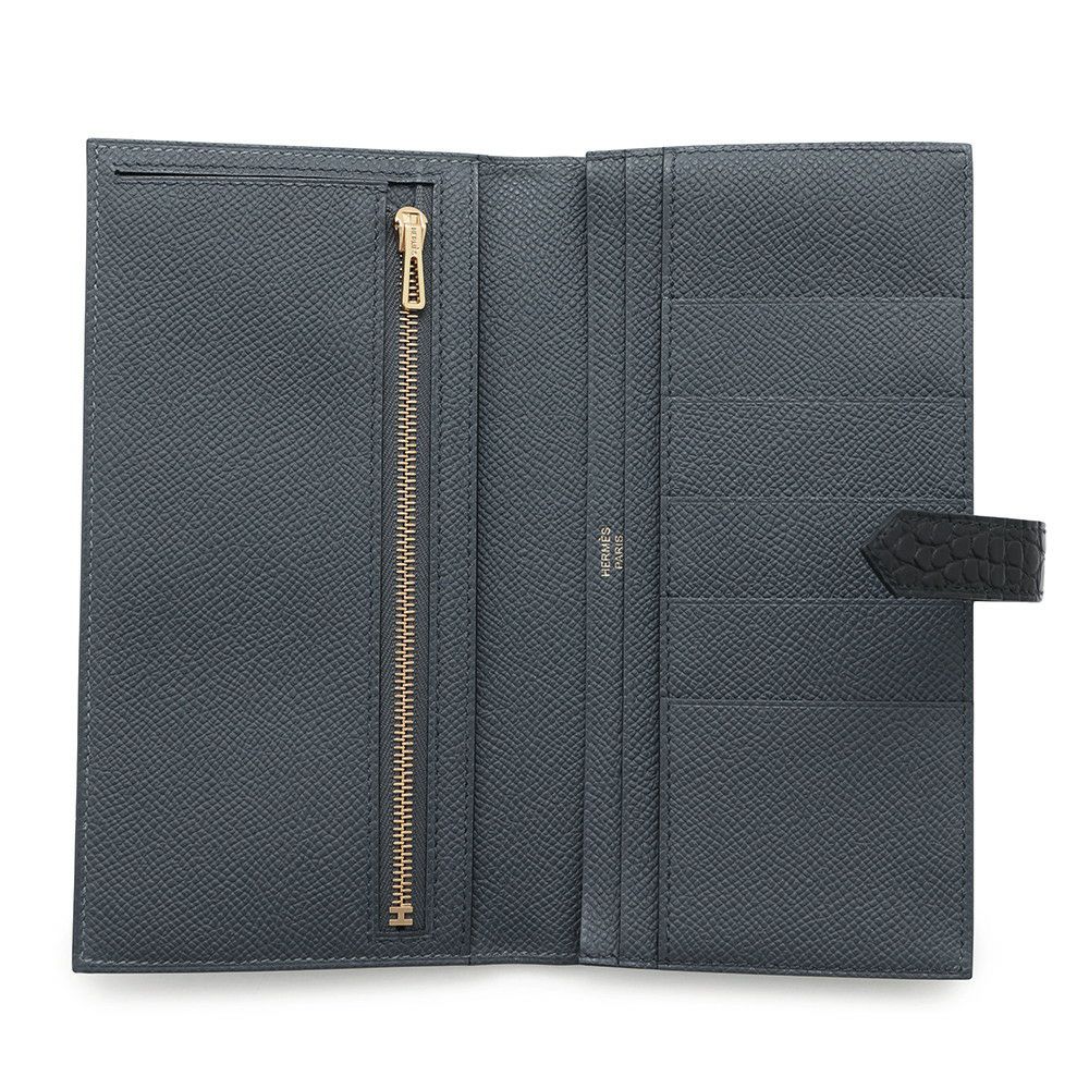 中古 エルメス HERMES ユニセックス 長財布 グリミスティ/ブラック ヴォーエプソン/アリゲーターリセ HERMES - 中古 エルメス HERMES ユニセックス 長財布 グリミスティ