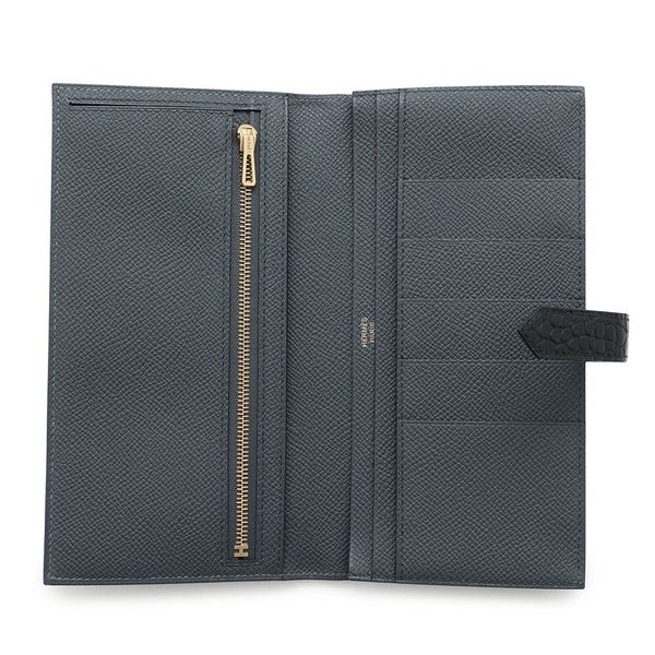 エルメス 長財布 ベアンスフレ タッチ グリミスティ/ブラック/ゴールド金具 エプソン/アリゲーターマット K刻印