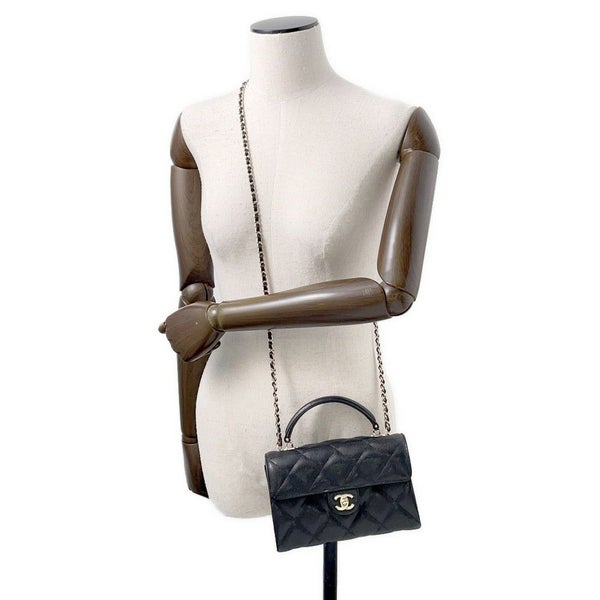 シャネル ハンドバッグ マトラッセ トップハンドル キャビアスキン AP4568 CHANEL 2way 黒