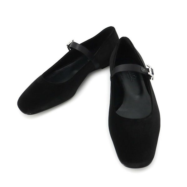 エルメス パンプス ジェーン ブラック ベロア レディースサイズ37 1/2 HERMES バレエシューズ 黒