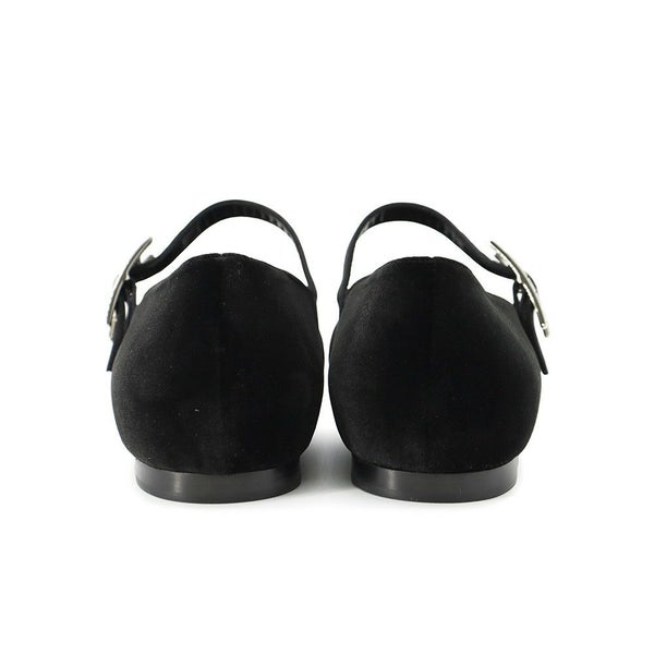 エルメス パンプス ジェーン ブラック ベロア レディースサイズ37 1/2 HERMES バレエシューズ 黒