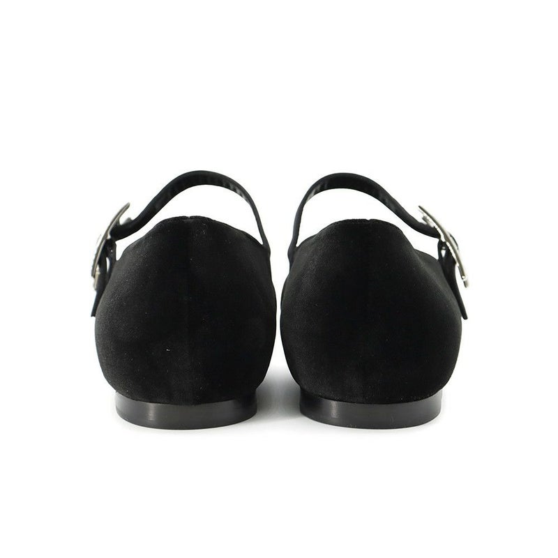 エルメス パンプス ジェーン ブラック ベロア レディースサイズ37 1/2 HERMES バレエシューズ 黒