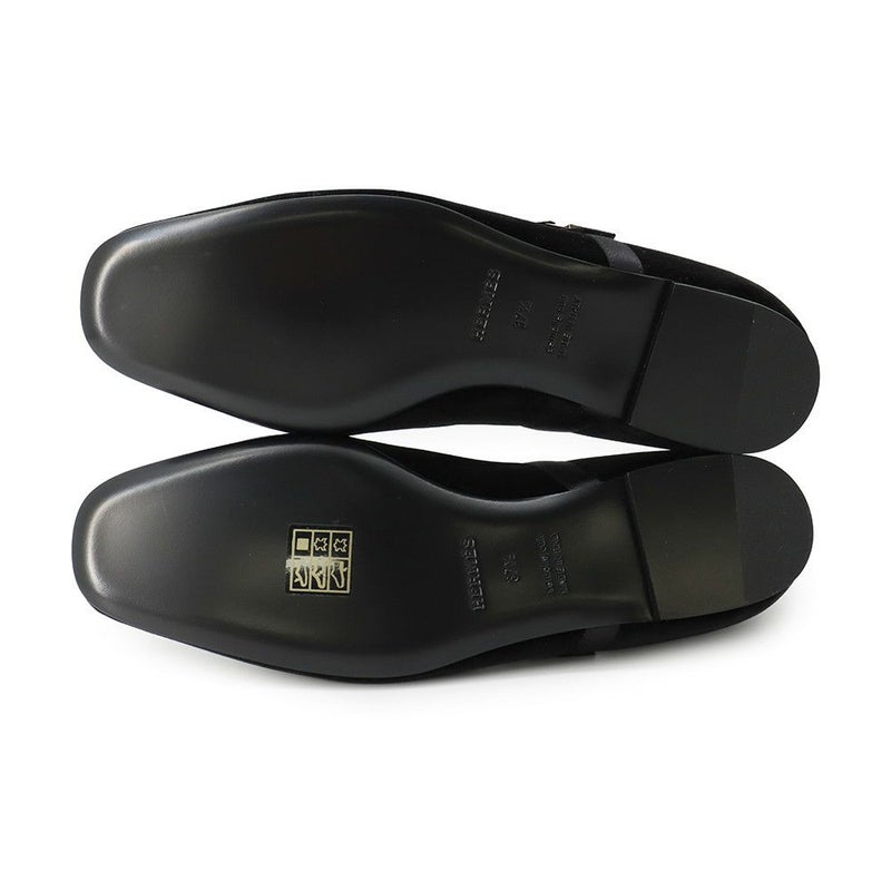 エルメス パンプス ジェーン ブラック ベロア レディースサイズ37 1/2 HERMES バレエシューズ 黒