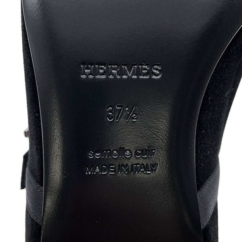 エルメス パンプス ジェーン ブラック ベロア レディースサイズ37 1/2 HERMES バレエシューズ 黒
