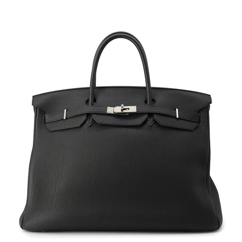 エルメス バーキン40 ブラック/シルバー金具 トゴ D刻印 HERMES Birkin ハンドバッグ 黒