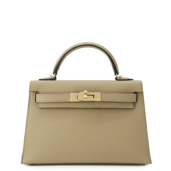 エルメス ハンドバッグ ミニケリー2 外縫い プシエール/シャンパンゴールド金具 エプソン W刻印 2wayショルダー