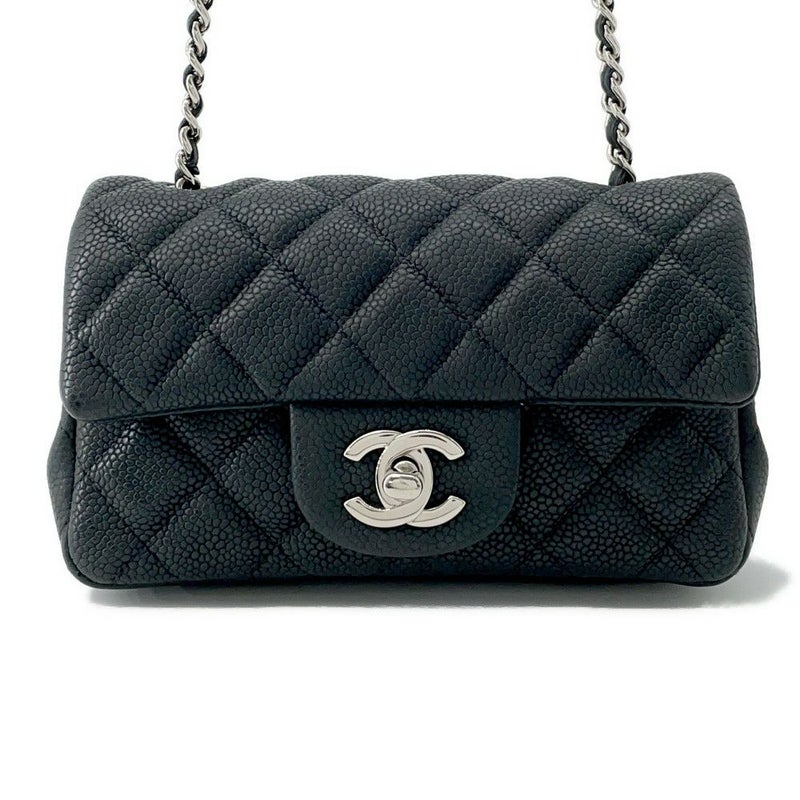 シャネル チェーンショルダーバッグ ココマーク エクストラ ミニマトラッセ マットキャビアスキンA65050 CHANEL 黒
