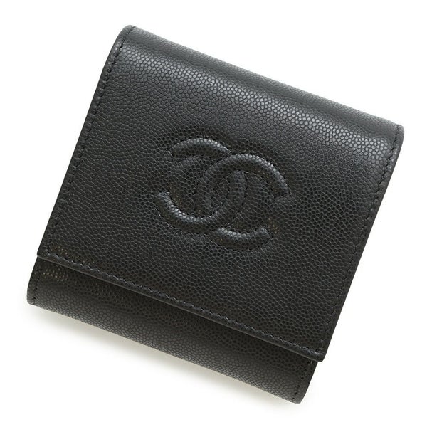 シャネル 二つ折り財布 ココマーク スモール フラップ ウォレット キャビアスキン AP4709 CHANEL 黒