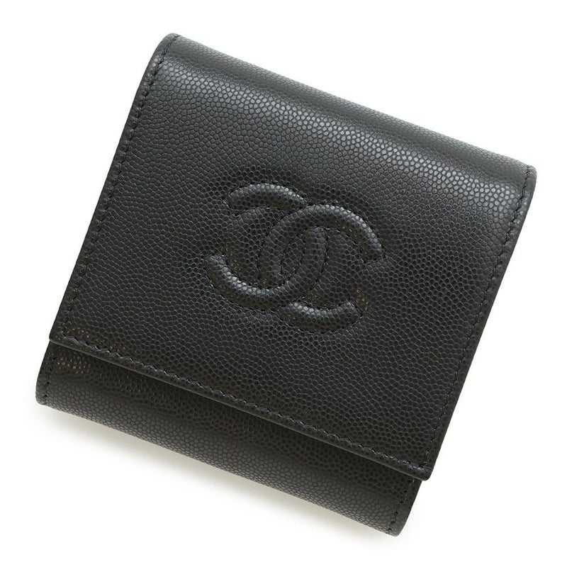 シャネル 二つ折り財布 ココマーク スモール フラップ ウォレット キャビアスキン AP4709 CHANEL 黒