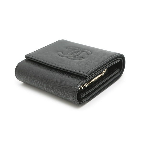 シャネル 二つ折り財布 ココマーク スモール フラップ ウォレット キャビアスキン AP4709 CHANEL 黒
