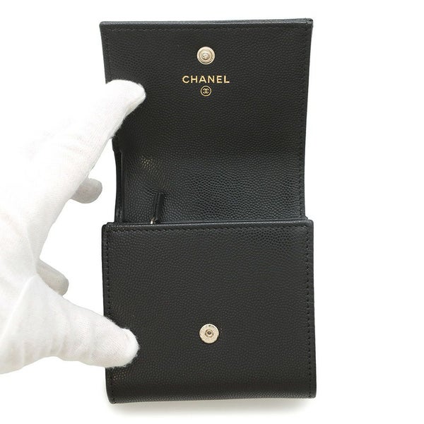 シャネル 二つ折り財布 ココマーク スモール フラップ ウォレット キャビアスキン AP4709 CHANEL 黒