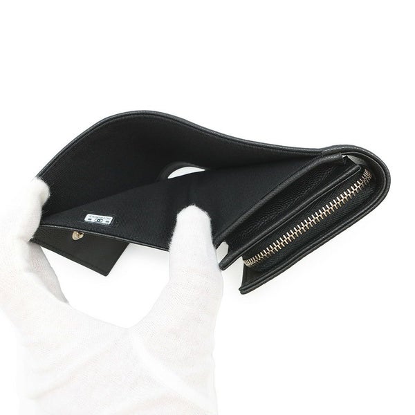 シャネル 二つ折り財布 ココマーク スモール フラップ ウォレット キャビアスキン AP4709 CHANEL 黒