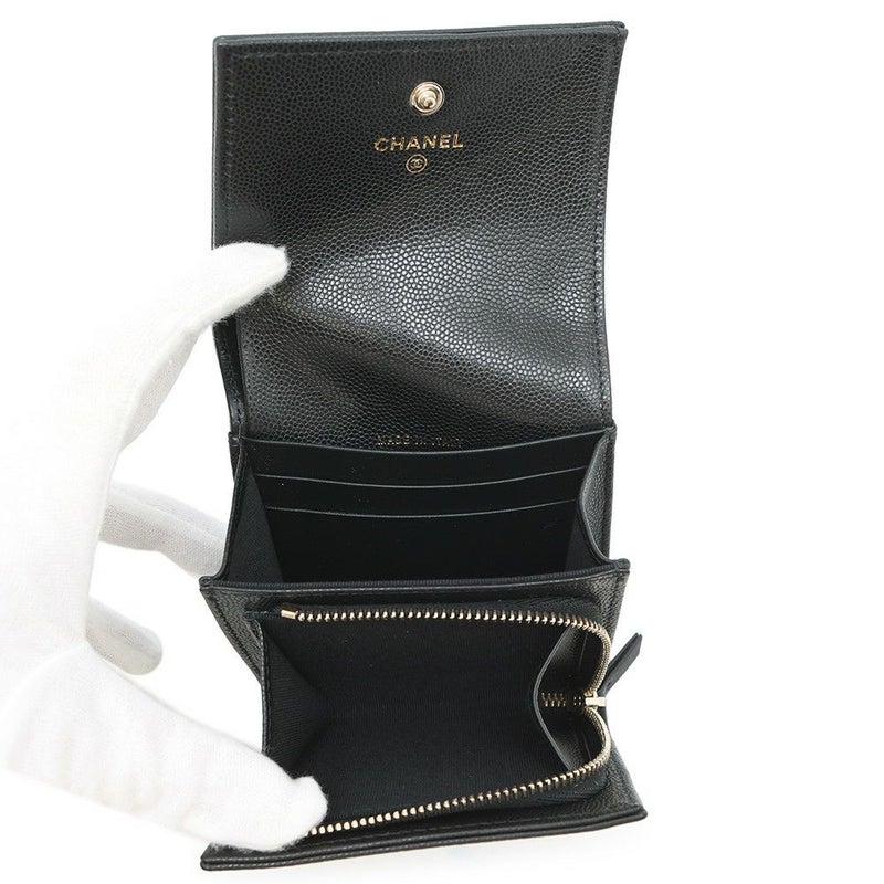 シャネル 二つ折り財布 ココマーク スモール フラップ ウォレット キャビアスキン AP4709 CHANEL 黒