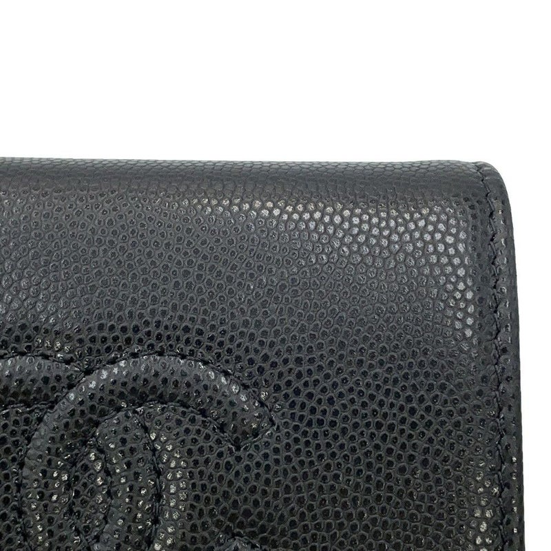 シャネル 二つ折り財布 ココマーク スモール フラップ ウォレット キャビアスキン AP4709 CHANEL 黒