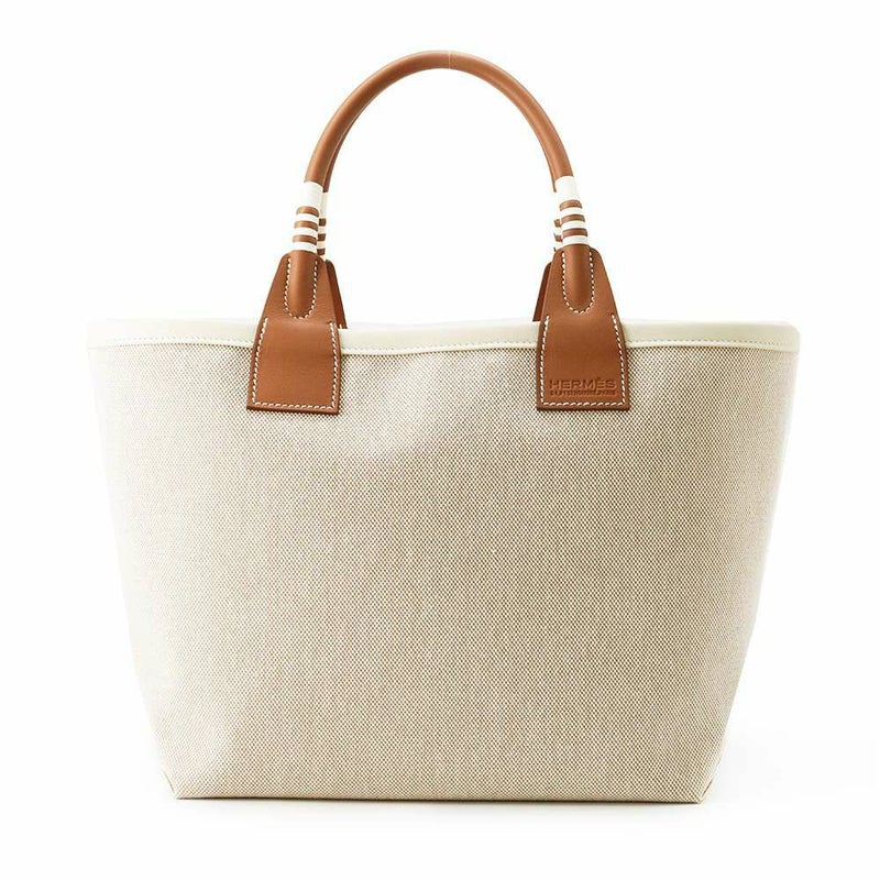 エルメス スティープル25 ゴールド/エクリュ/シルバー金具 トワルアッシュ/スイフト U刻印 チャーム付き