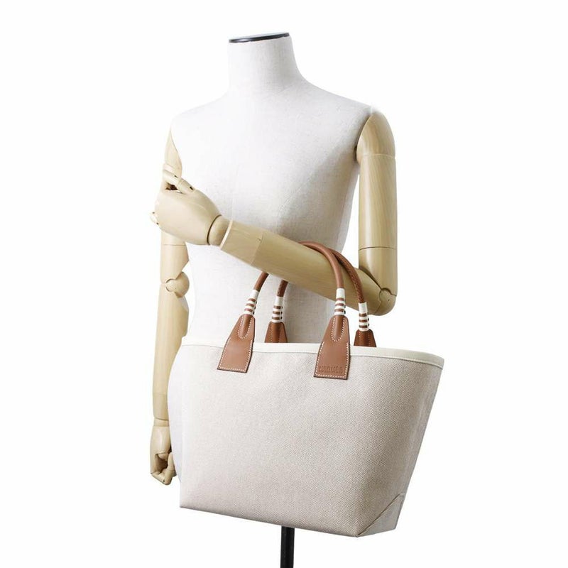 エルメス スティープル25 ゴールド/エクリュ/シルバー金具 トワルアッシュ/スイフト U刻印 チャーム付き