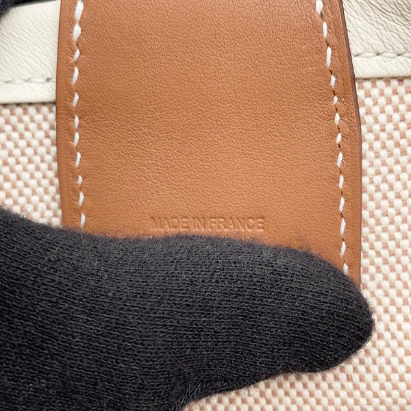 エルメス スティープル25 ゴールド/エクリュ/シルバー金具 トワルアッシュ/スイフト U刻印 チャーム付き