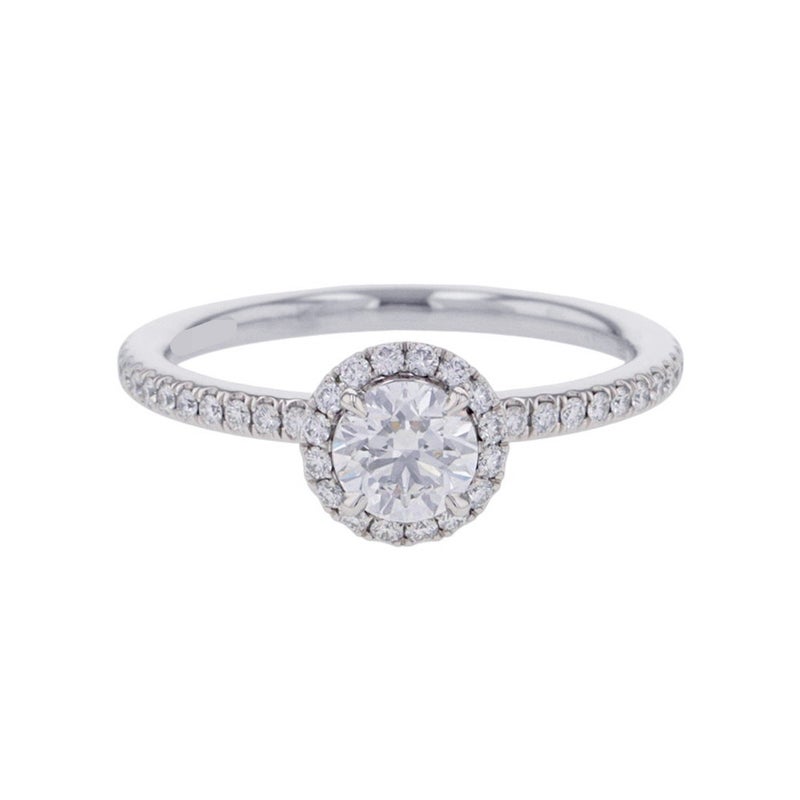 ハリーウィンストン リング ラウンドカット マイクロパヴェ ダイヤ 中石0.51ct Pt950プラチナ サイズ約12.5号 GIA鑑定書付き