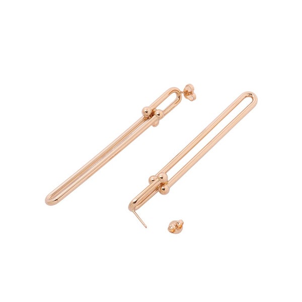 ティファニー ピアス ハードウェア ダブルロング リンク K18PGピンクゴールド Tiffany&Co. ジュエリー