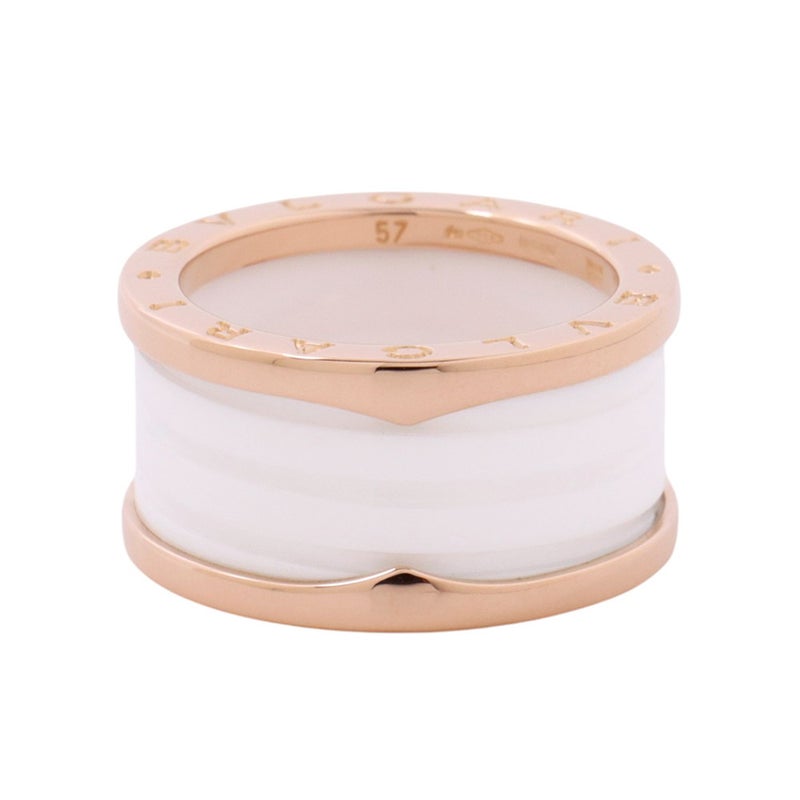 ブルガリ リング ビーゼロワン B-ZERO1 4バンド K18PGピンクゴールド/ホワイトセラミック リングサイズ57 BVLGARI 指輪
