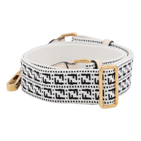 フェンディ ショルダーストラップ ズッカ FFロゴ ストラップ ユー キャンバス FENDI ストラップ 白 黒
