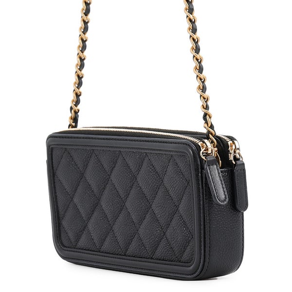 シャネル チェーンウォレット CCフィリグリー キャビアスキン A84450 CHANEL 長財布 黒