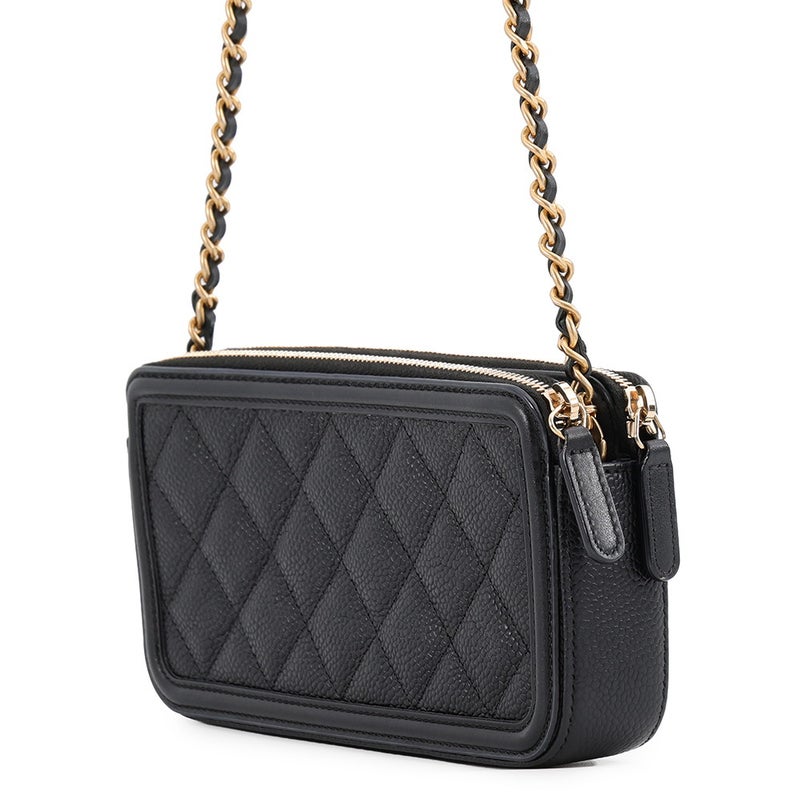 シャネル チェーンウォレット CCフィリグリー キャビアスキン A84450 CHANEL 長財布 黒