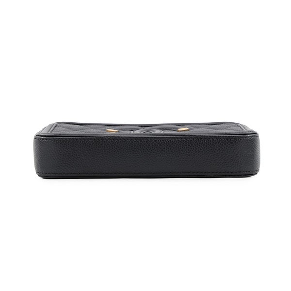 シャネル チェーンウォレット CCフィリグリー キャビアスキン A84450 CHANEL 長財布 黒