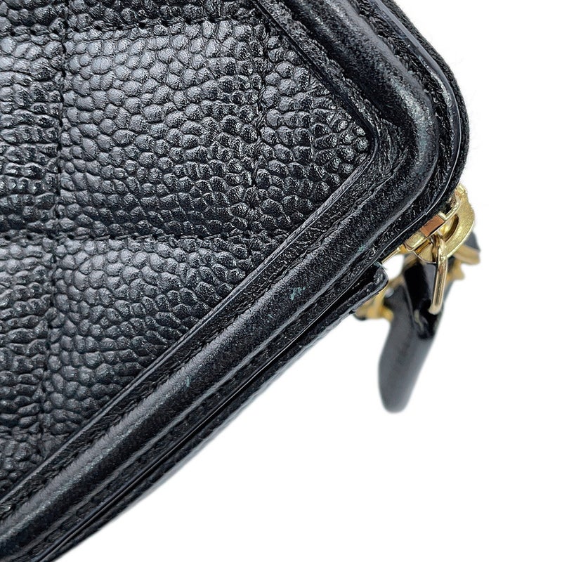 シャネル チェーンウォレット CCフィリグリー キャビアスキン A84450 CHANEL 長財布 黒