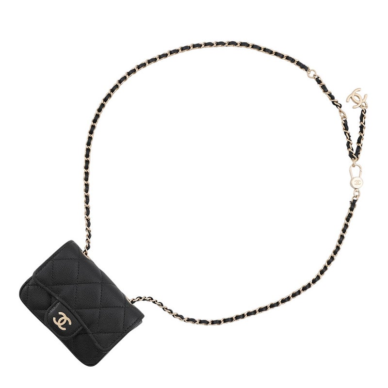 シャネル ウエストポーチ マトラッセ ココマーク キャビアスキン AP1952 CHANEL ベルトバッグ 黒