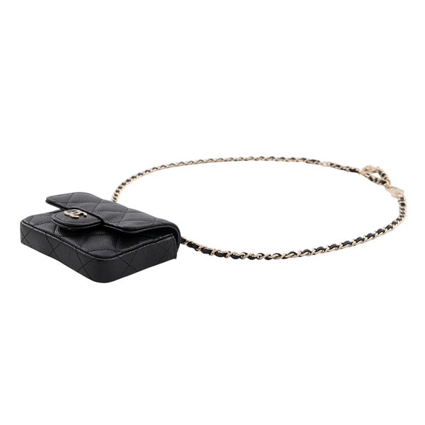 シャネル ウエストポーチ マトラッセ ココマーク キャビアスキン AP1952 CHANEL ベルトバッグ 黒